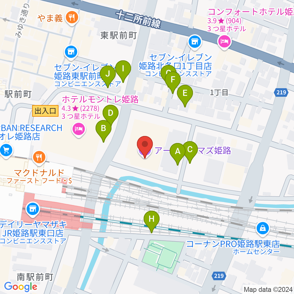 アースシネマズ姫路周辺の駐車場・コインパーキング一覧地図