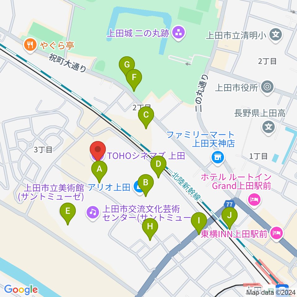 TOHOシネマズ上田周辺の駐車場・コインパーキング一覧地図