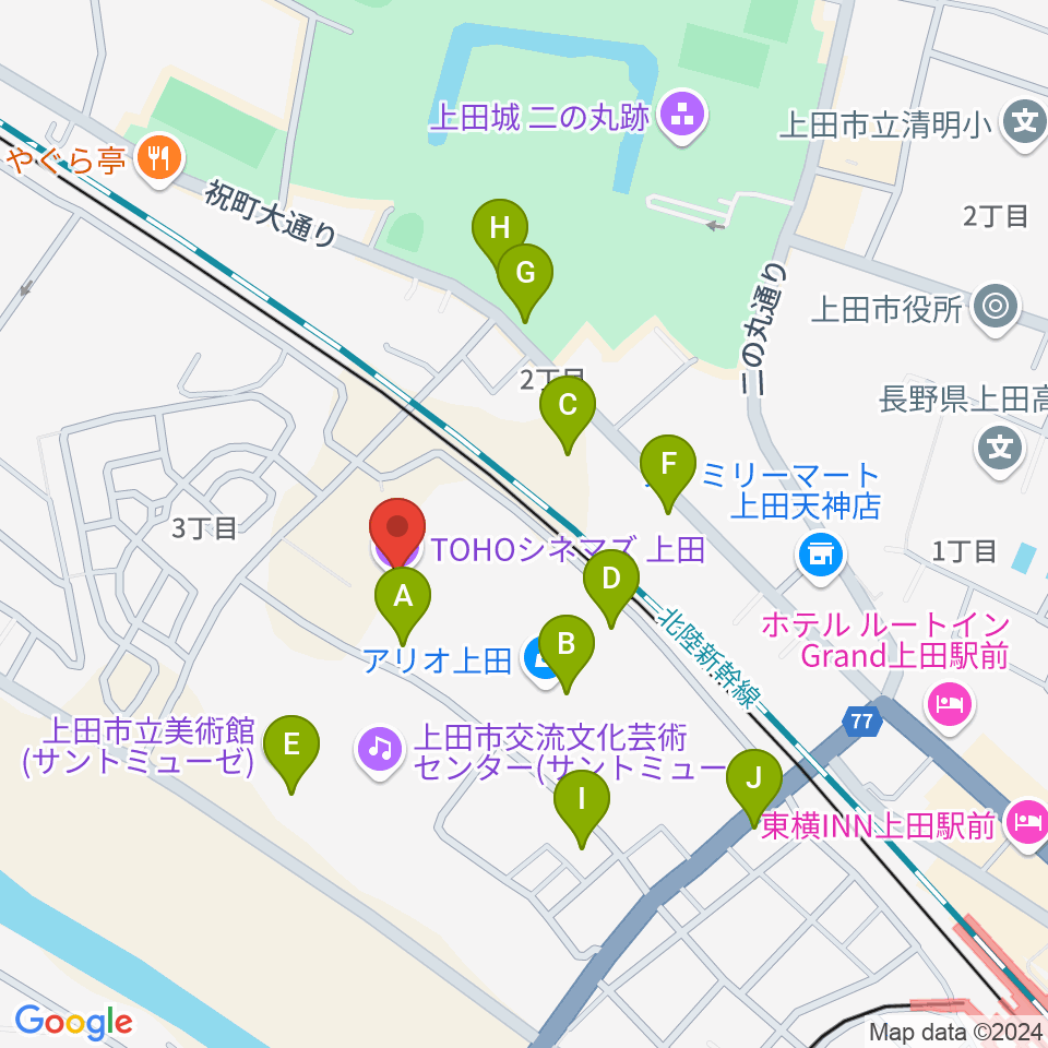 TOHOシネマズ上田周辺の駐車場・コインパーキング一覧地図