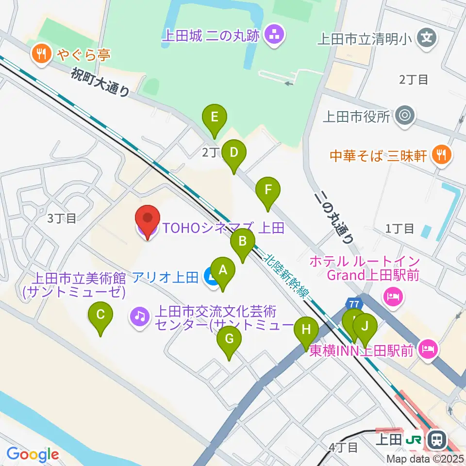 TOHOシネマズ上田周辺の駐車場・コインパーキング一覧地図