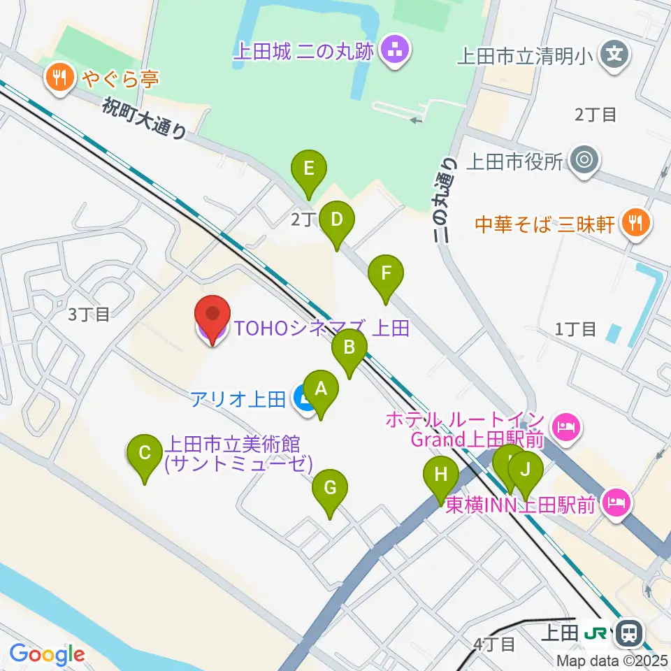 TOHOシネマズ上田周辺の駐車場・コインパーキング一覧地図