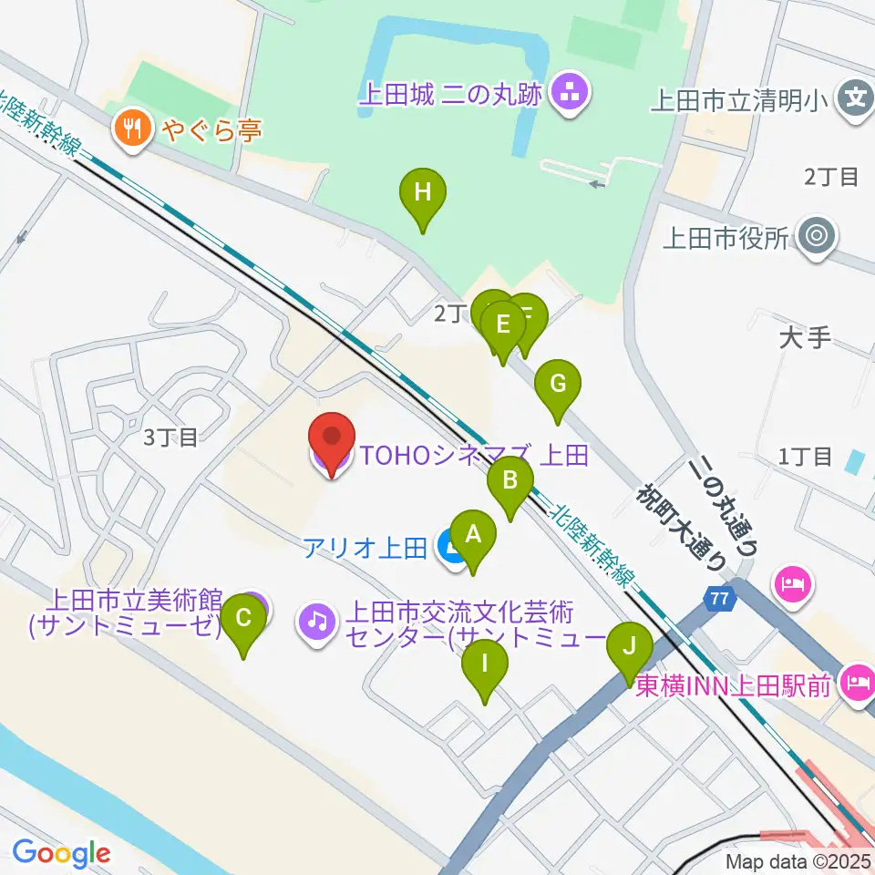 TOHOシネマズ上田周辺の駐車場・コインパーキング一覧地図