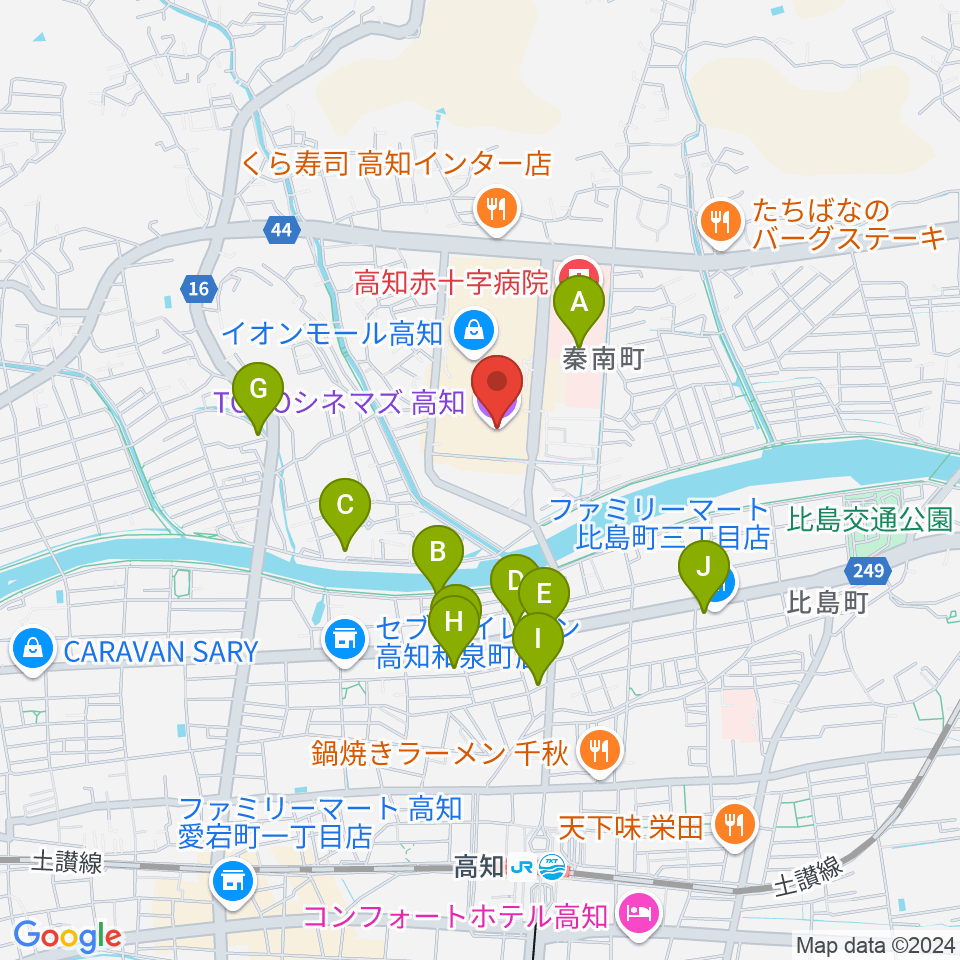 TOHOシネマズ高知周辺の駐車場・コインパーキング一覧地図