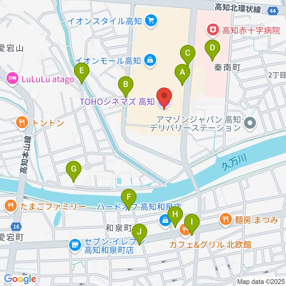TOHOシネマズ高知周辺の駐車場・コインパーキング一覧地図