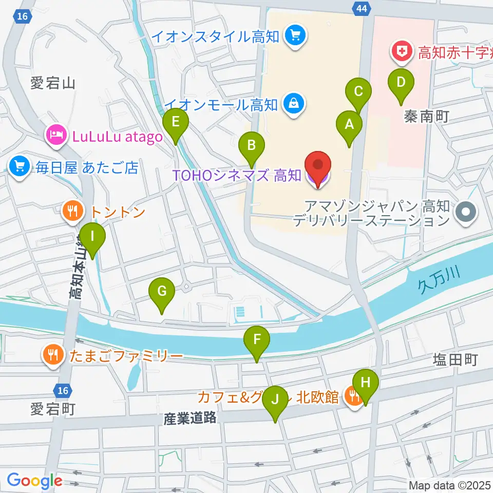 TOHOシネマズ高知周辺の駐車場・コインパーキング一覧地図