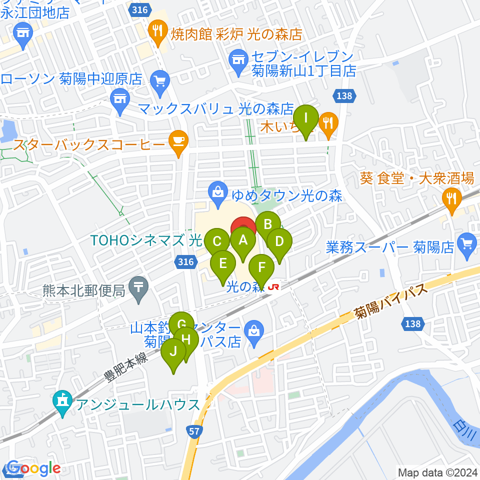 TOHOシネマズ光の森周辺の駐車場・コインパーキング一覧地図