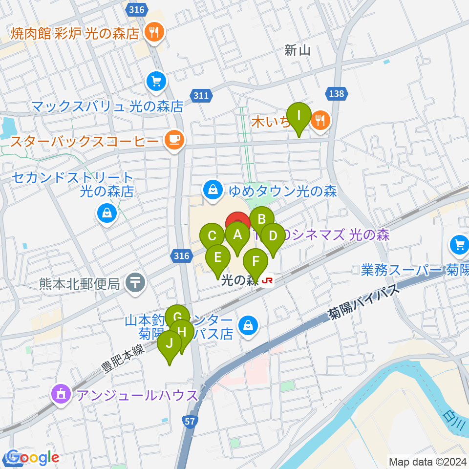 TOHOシネマズ光の森周辺の駐車場・コインパーキング一覧地図