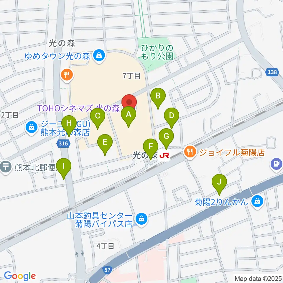 TOHOシネマズ光の森周辺の駐車場・コインパーキング一覧地図