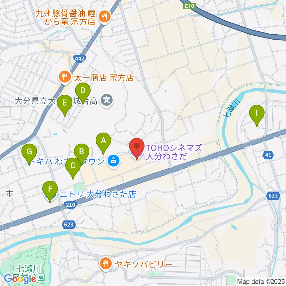 TOHOシネマズ大分わさだ周辺の駐車場・コインパーキング一覧地図