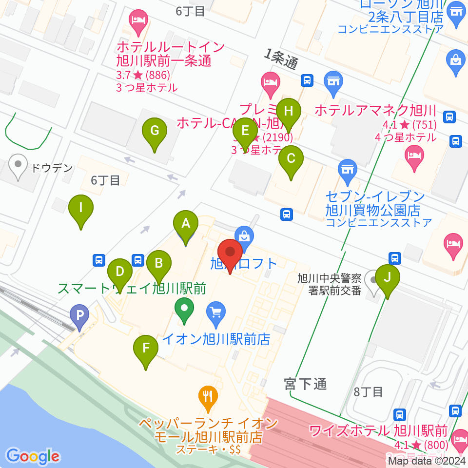 イオンシネマ旭川駅前周辺の駐車場・コインパーキング一覧地図