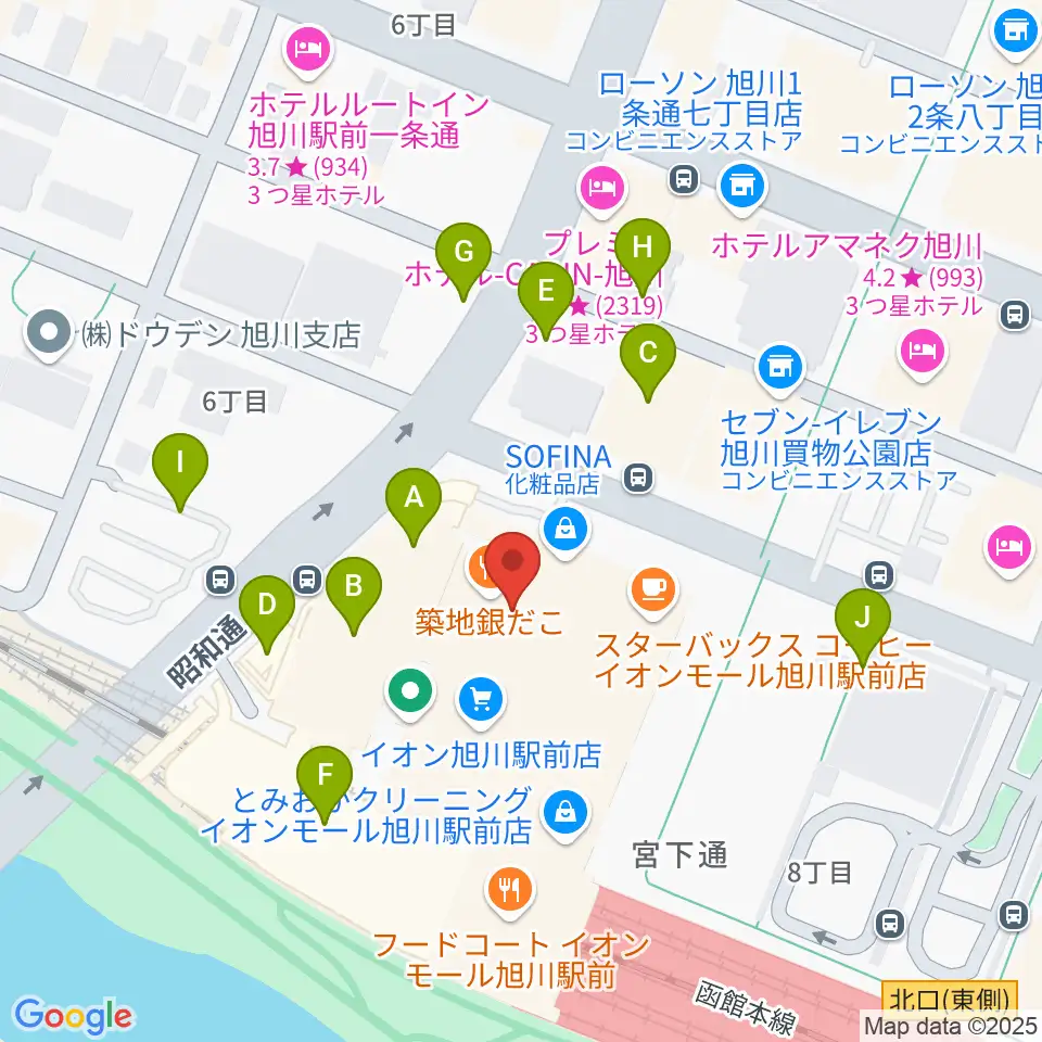 イオンシネマ旭川駅前周辺の駐車場・コインパーキング一覧地図