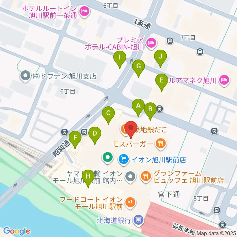 イオンシネマ旭川駅前周辺の駐車場・コインパーキング一覧地図