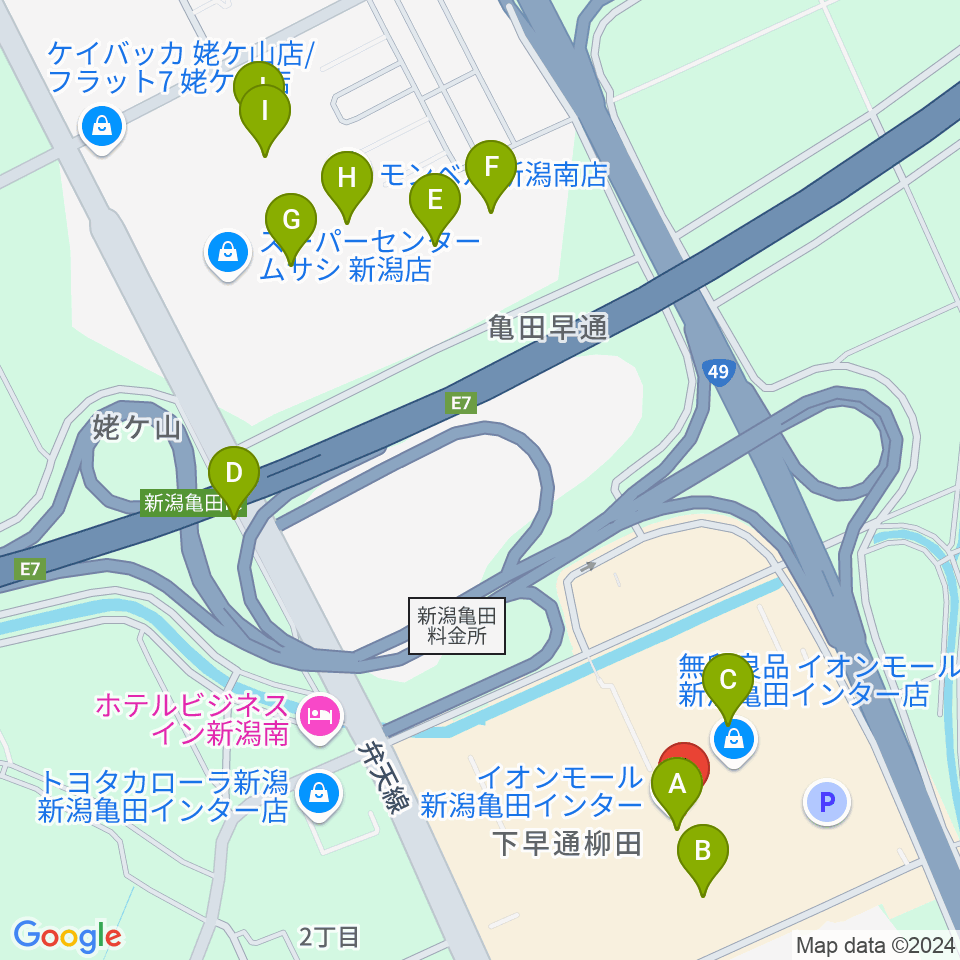 イオンシネマ新潟亀田インター周辺の駐車場・コインパーキング一覧地図