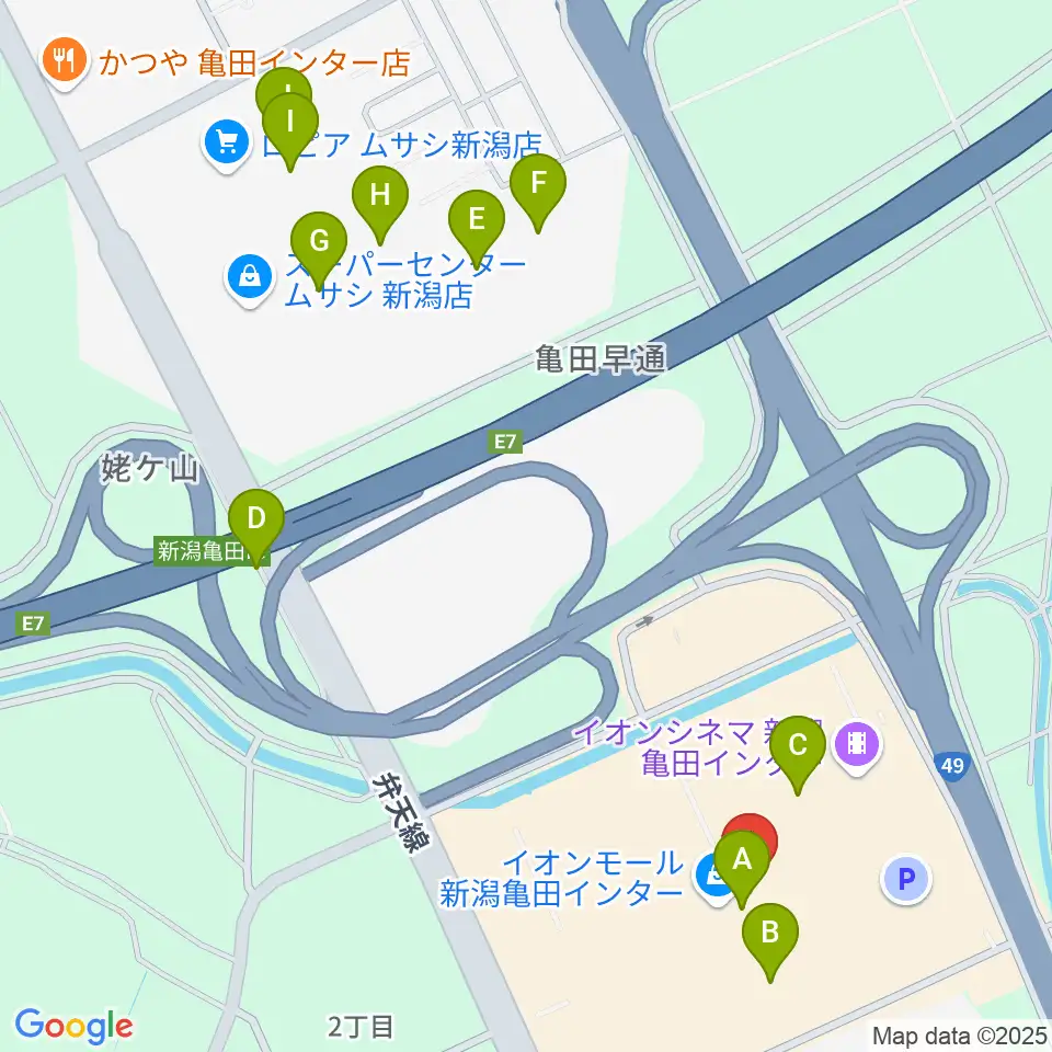 イオンシネマ新潟亀田インター周辺の駐車場・コインパーキング一覧地図