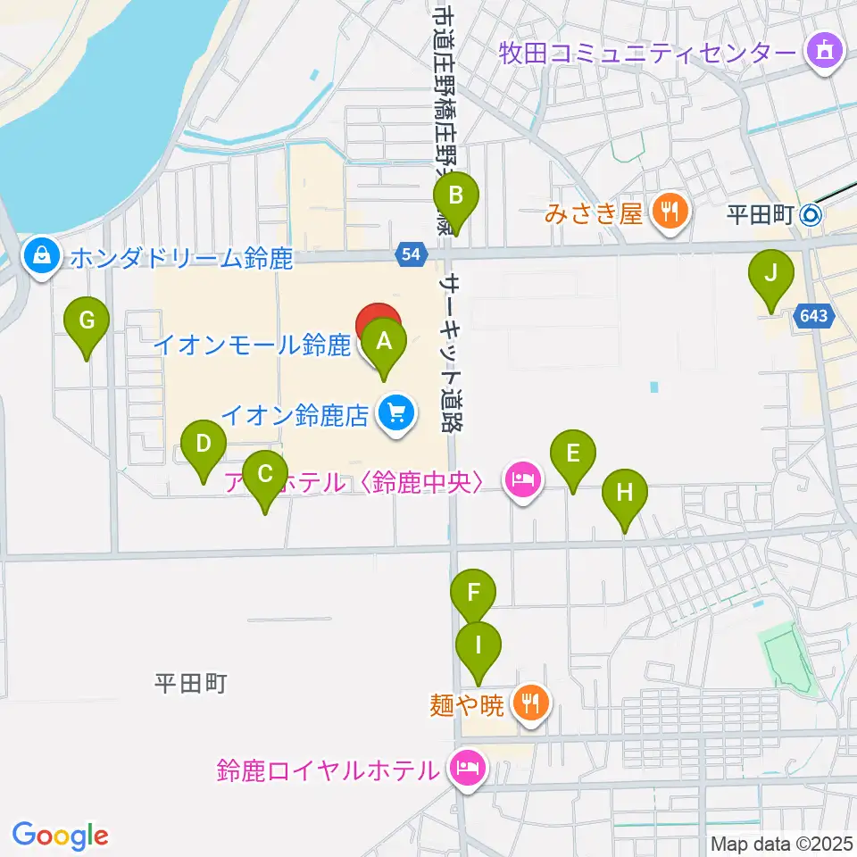 イオンシネマ鈴鹿周辺の駐車場・コインパーキング一覧地図
