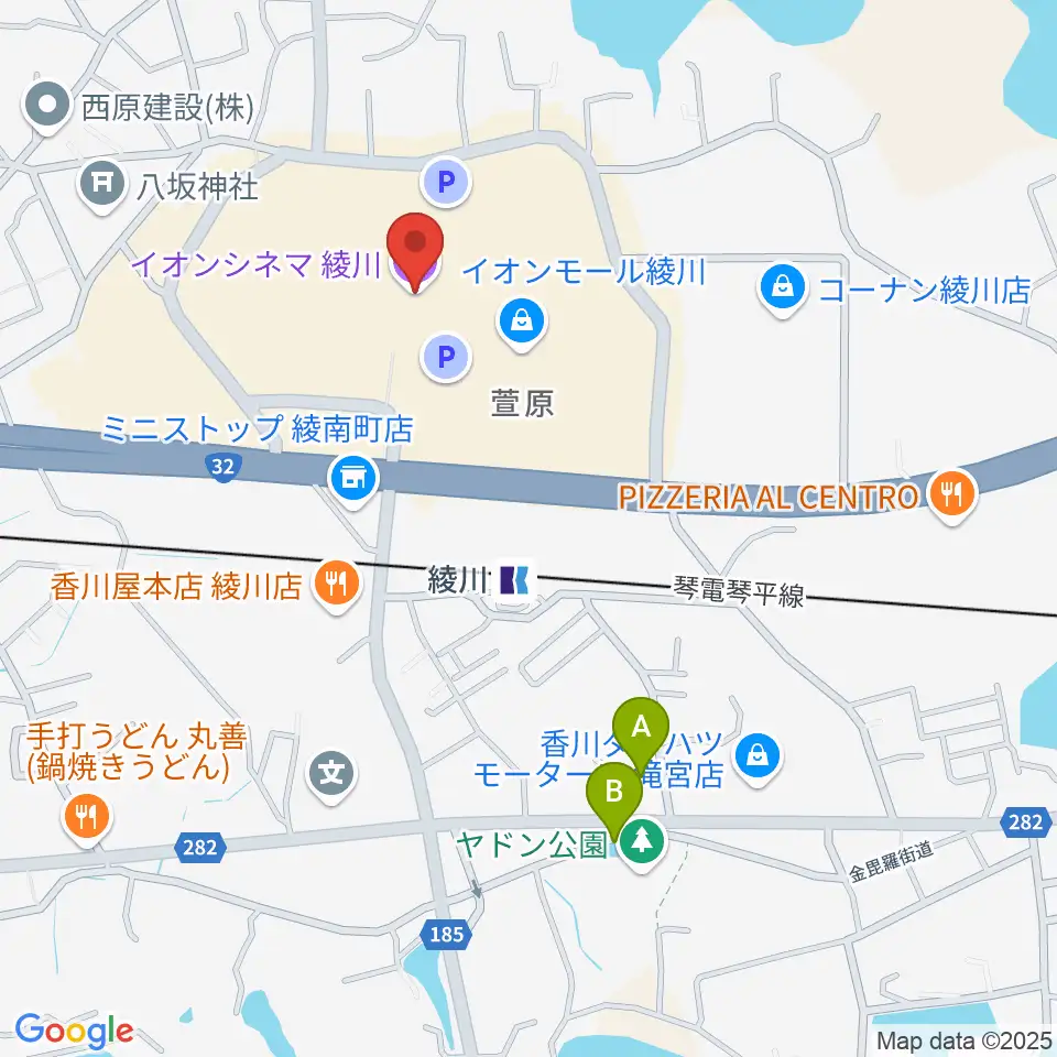 イオンシネマ綾川周辺の駐車場・コインパーキング一覧地図
