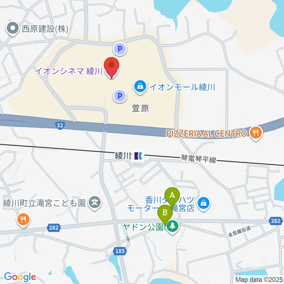 イオンシネマ綾川周辺の駐車場・コインパーキング一覧地図