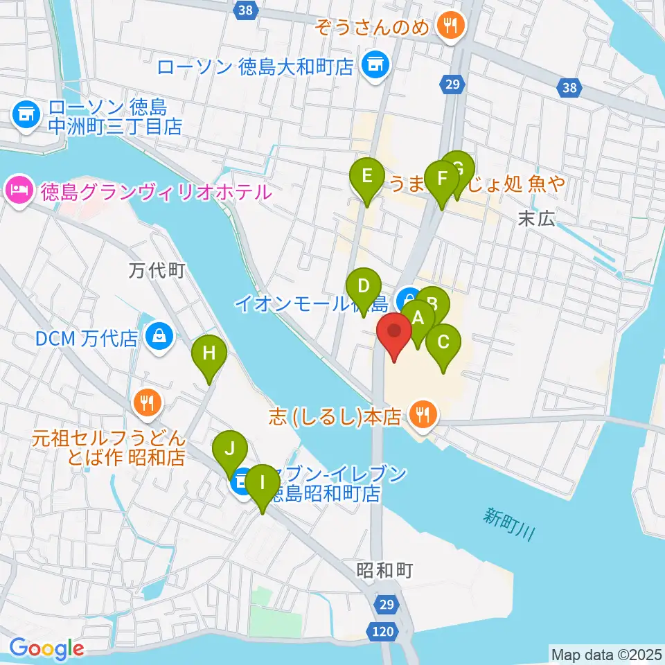 イオンシネマ徳島周辺の駐車場・コインパーキング一覧地図