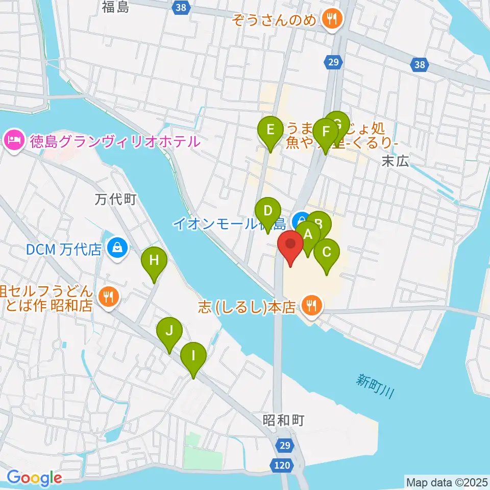 イオンシネマ徳島周辺の駐車場・コインパーキング一覧地図
