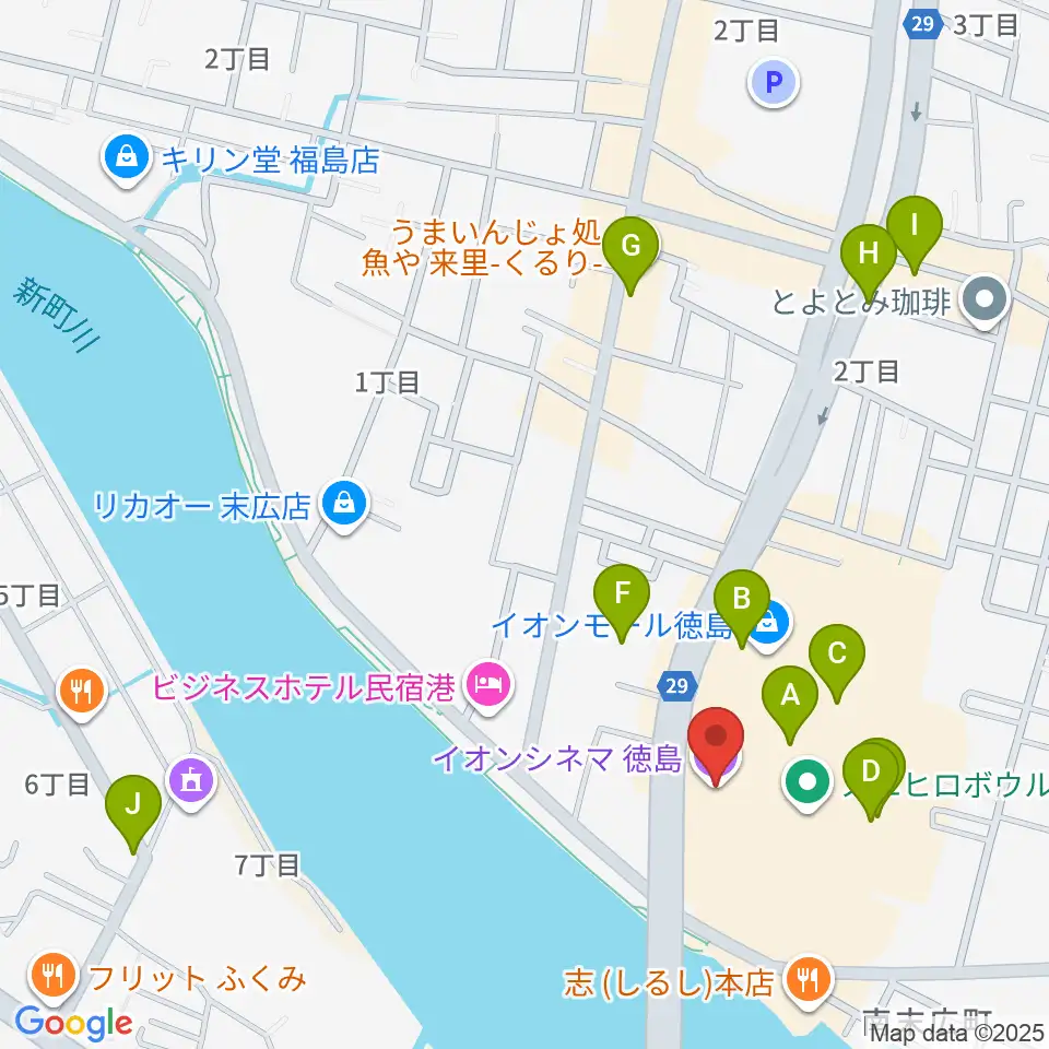 イオンシネマ徳島周辺の駐車場・コインパーキング一覧地図