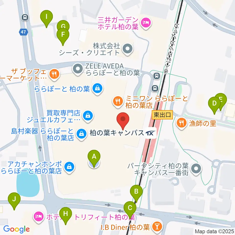 MOVIX柏の葉周辺の駐車場・コインパーキング一覧地図