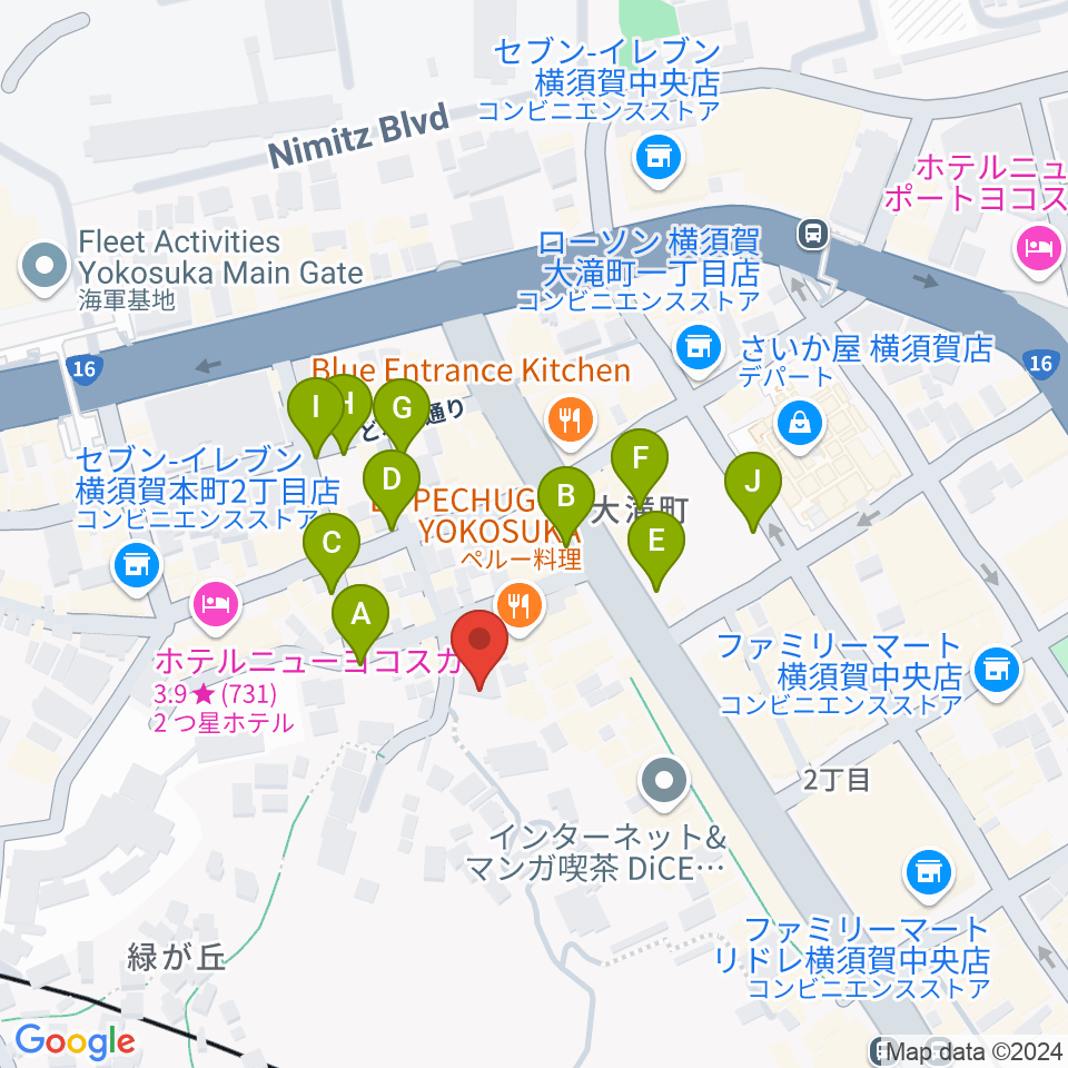 横須賀GIG acoustic周辺の駐車場・コインパーキング一覧地図