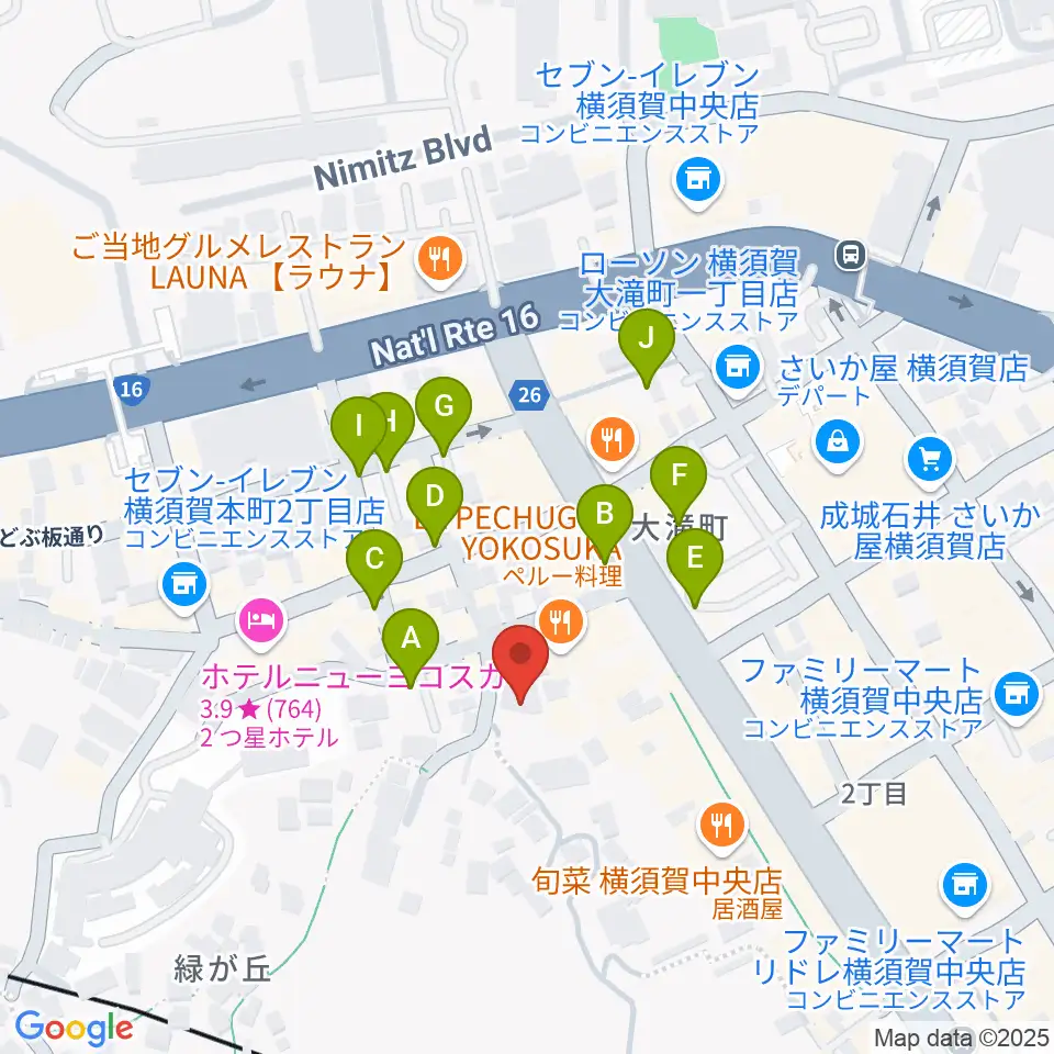 横須賀GIG acoustic周辺の駐車場・コインパーキング一覧地図