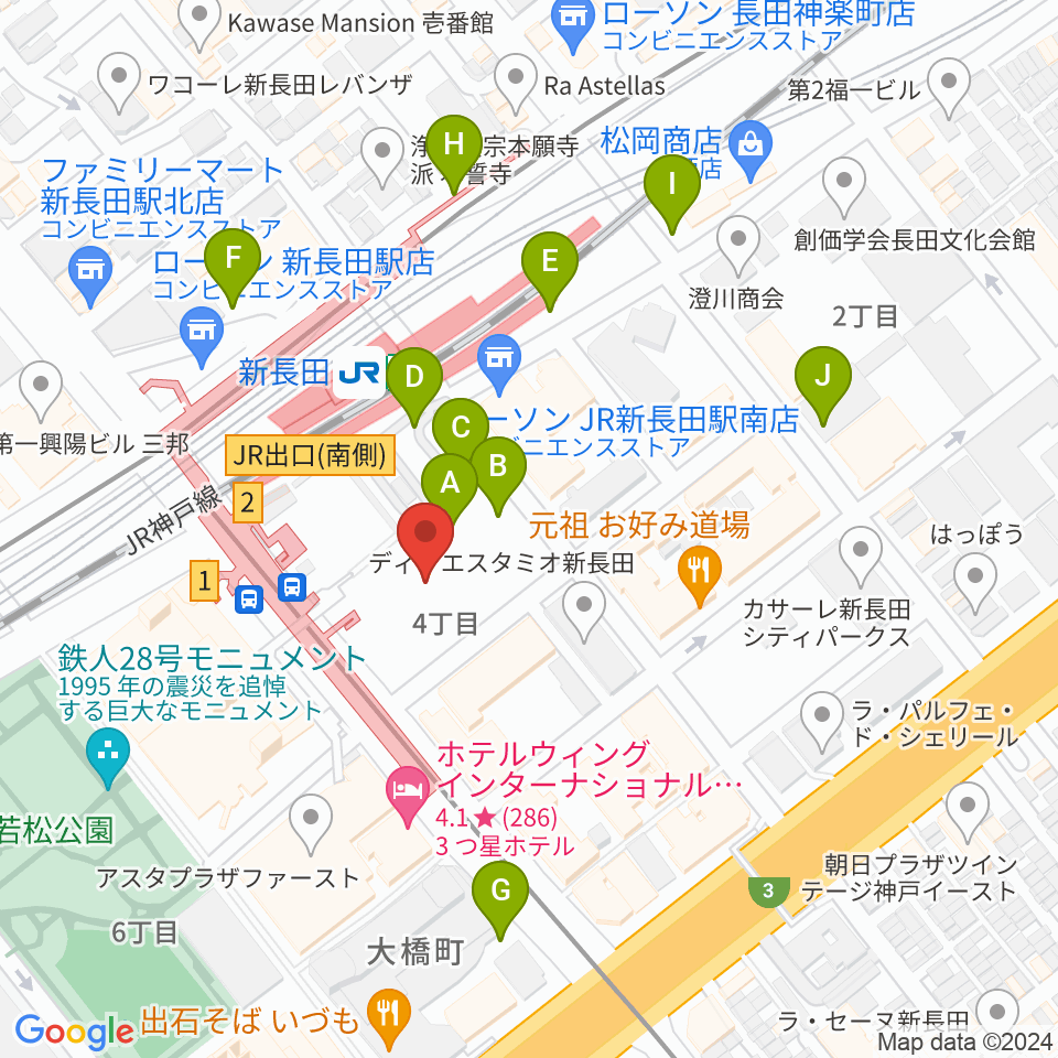 ピフレホール（長田区文化センター別館）周辺の駐車場・コインパーキング一覧地図