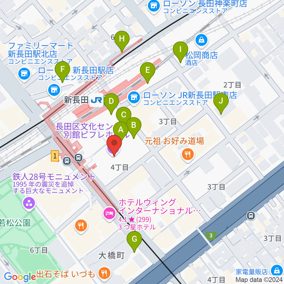 ピフレホール（長田区文化センター別館）周辺の駐車場・コインパーキング一覧地図