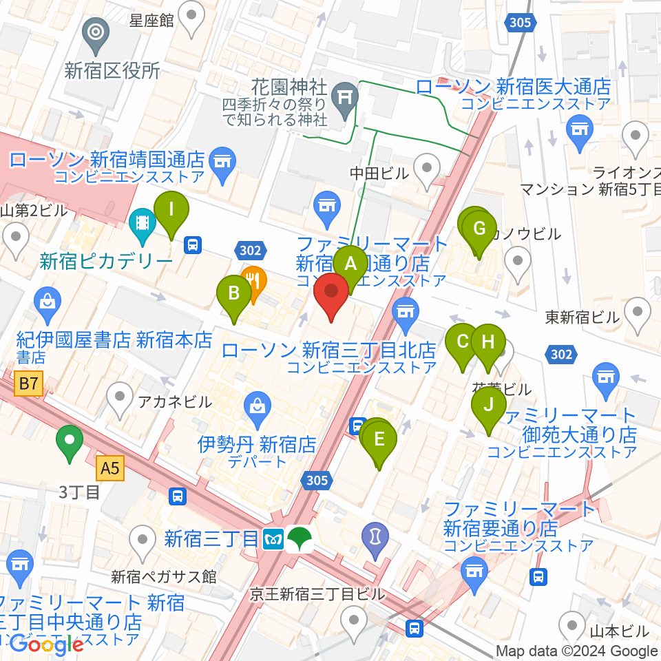 テアトル新宿周辺の駐車場・コインパーキング一覧地図
