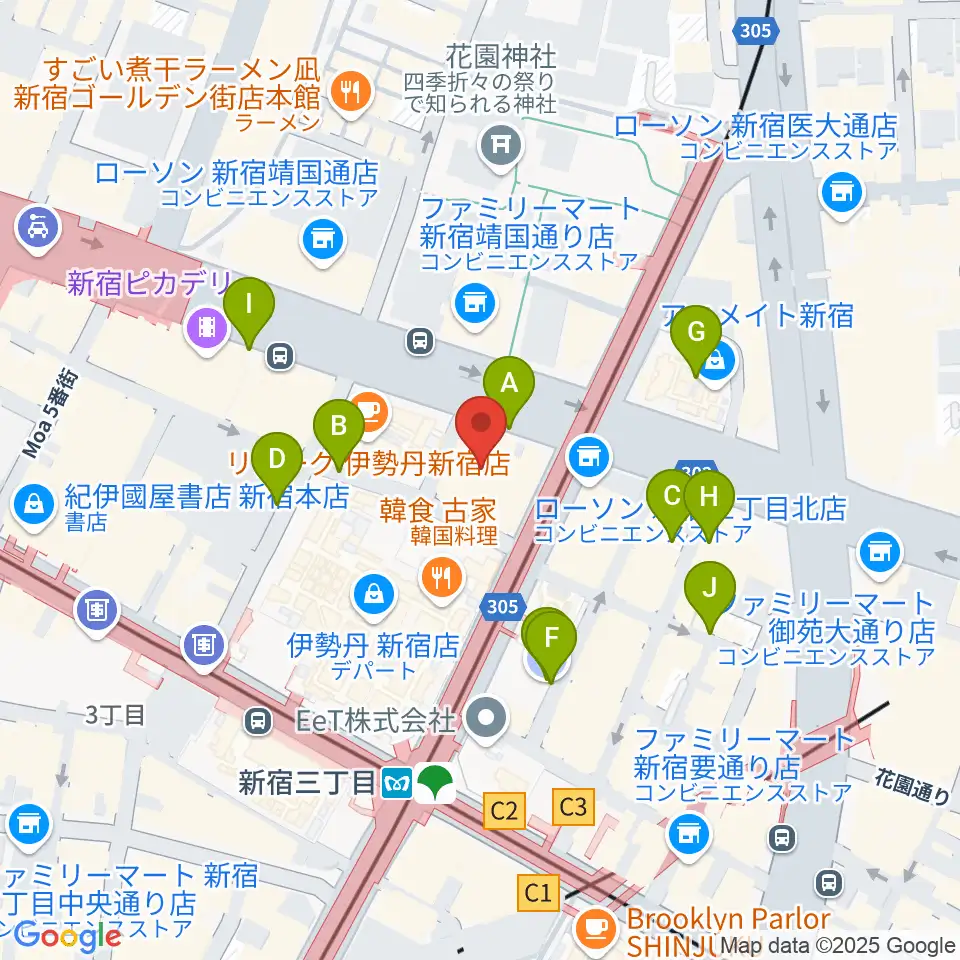 テアトル新宿周辺の駐車場・コインパーキング一覧地図