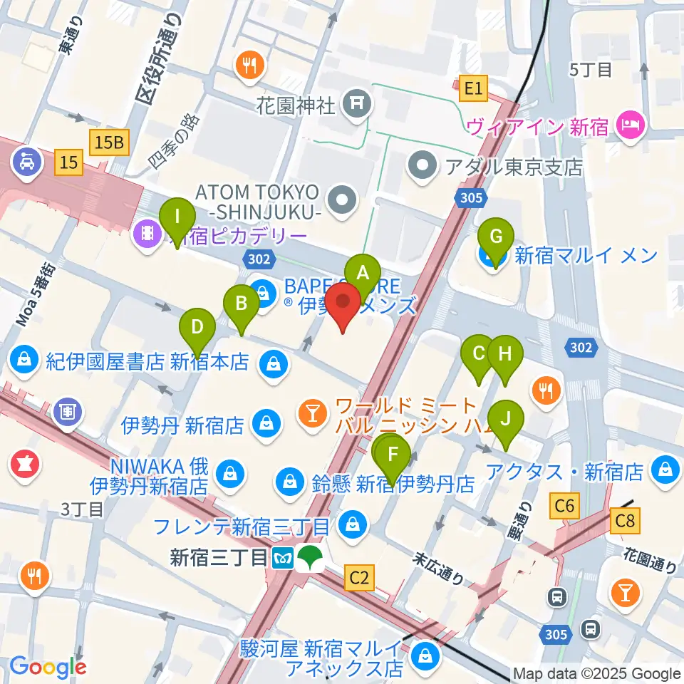 テアトル新宿周辺の駐車場・コインパーキング一覧地図