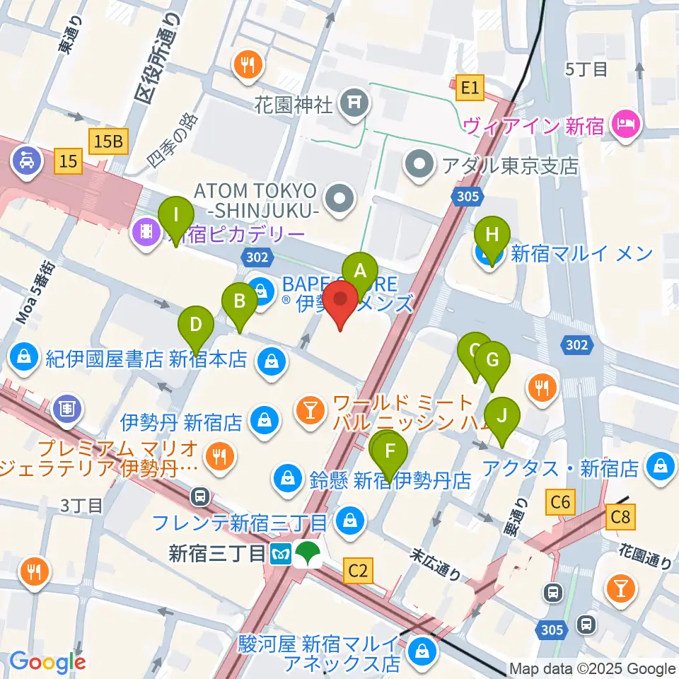 テアトル新宿周辺の駐車場・コインパーキング一覧地図