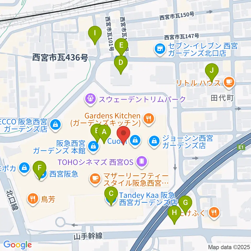 山野楽器 西宮ガーデンズ店周辺の駐車場・コインパーキング一覧地図