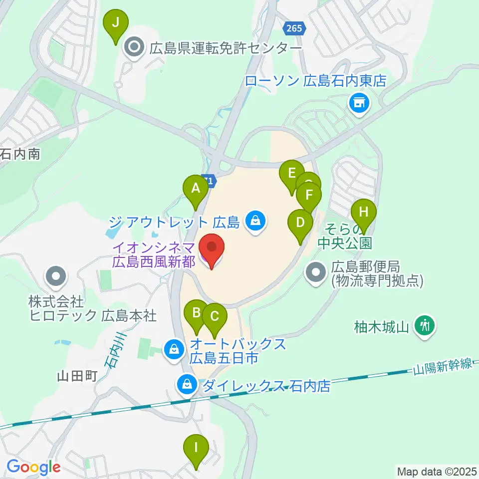 イオンシネマ広島西風新都周辺の駐車場・コインパーキング一覧地図