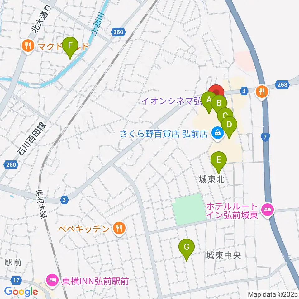 イオンシネマ弘前周辺の駐車場・コインパーキング一覧地図