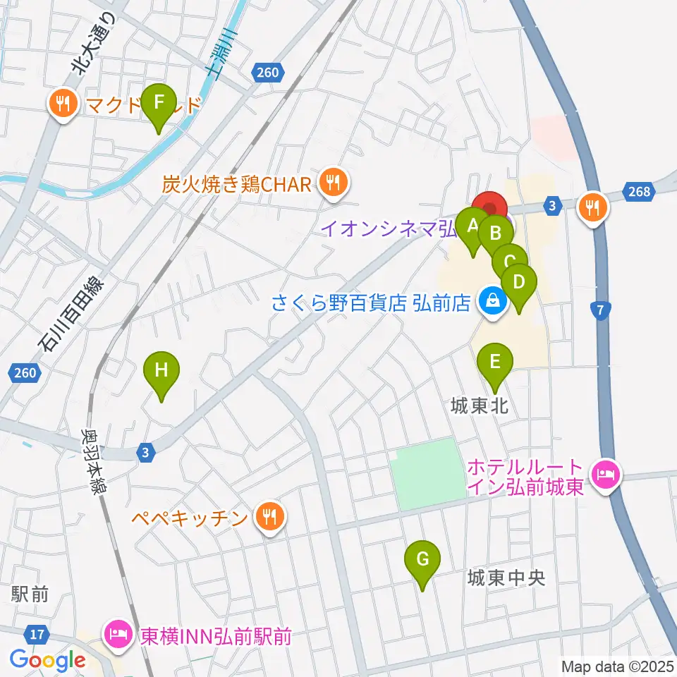 イオンシネマ弘前周辺の駐車場・コインパーキング一覧地図