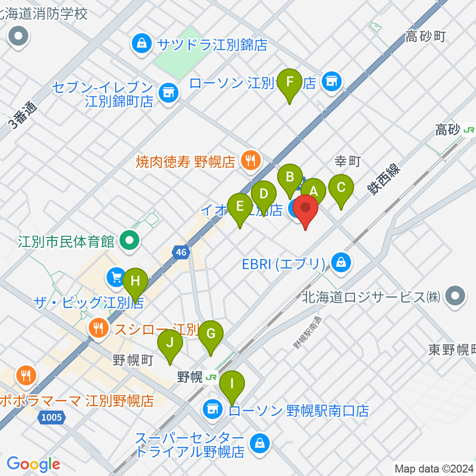 イオンシネマ江別周辺の駐車場・コインパーキング一覧地図