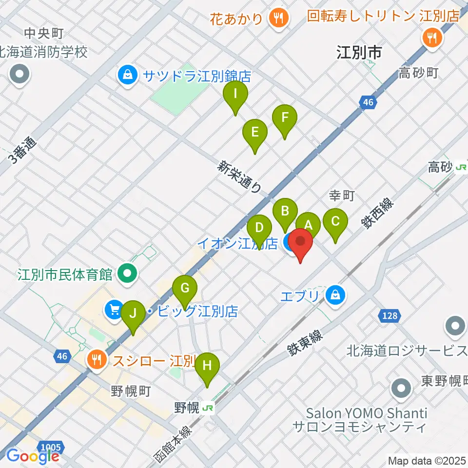 イオンシネマ江別周辺の駐車場・コインパーキング一覧地図
