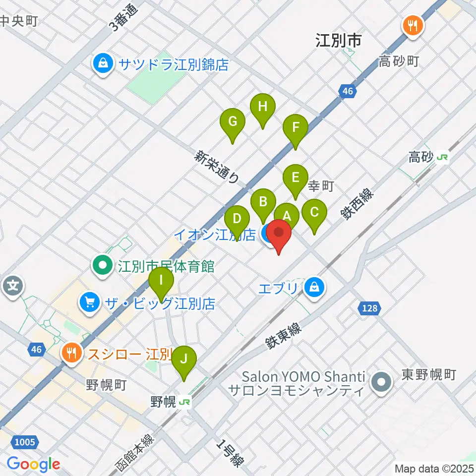 イオンシネマ江別周辺の駐車場・コインパーキング一覧地図