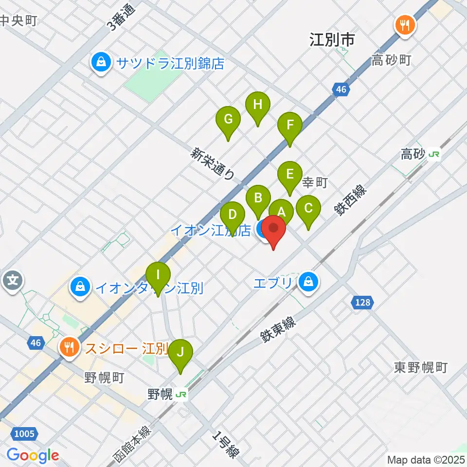 イオンシネマ江別周辺の駐車場・コインパーキング一覧地図