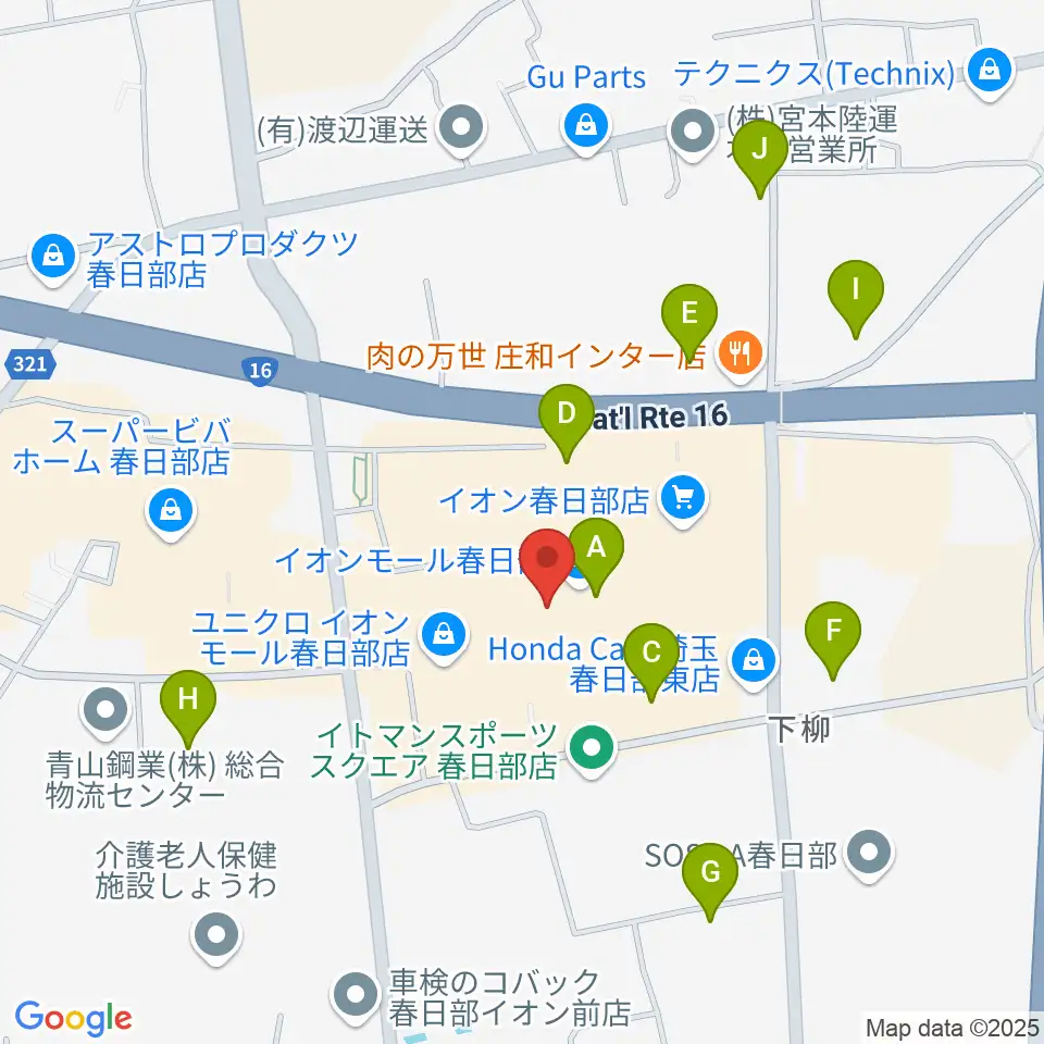 イオンシネマ春日部周辺の駐車場・コインパーキング一覧地図