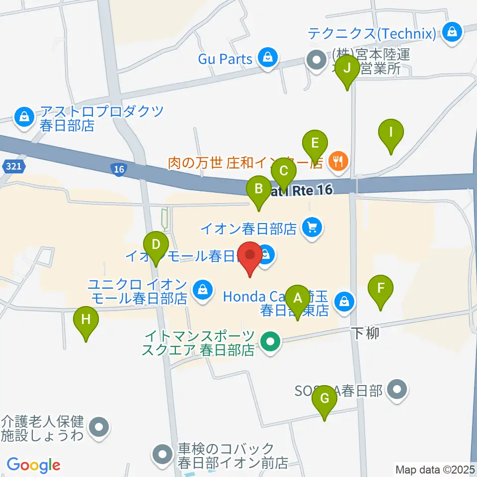 イオンシネマ春日部周辺の駐車場・コインパーキング一覧地図