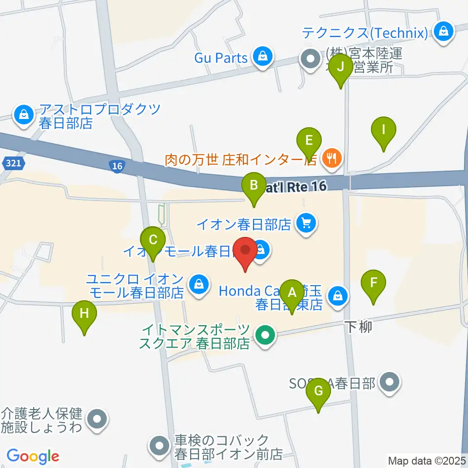 イオンシネマ春日部周辺の駐車場・コインパーキング一覧地図