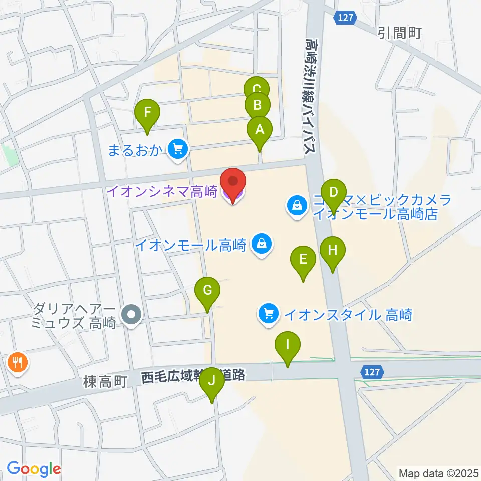 イオンシネマ高崎周辺の駐車場・コインパーキング一覧地図