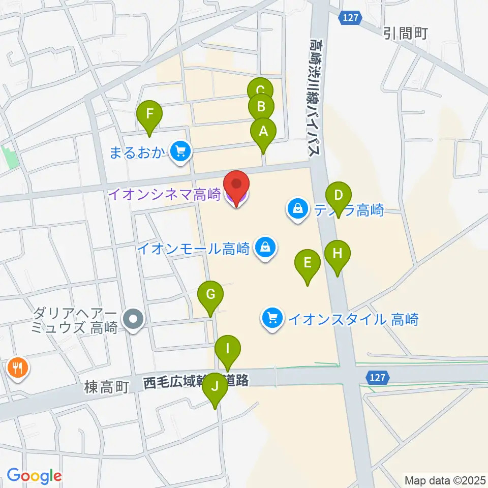 イオンシネマ高崎周辺の駐車場・コインパーキング一覧地図