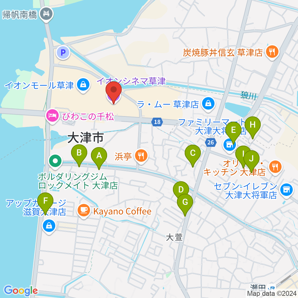 イオンシネマ草津周辺の駐車場・コインパーキング一覧地図