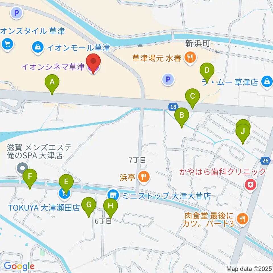 イオンシネマ草津周辺の駐車場・コインパーキング一覧地図
