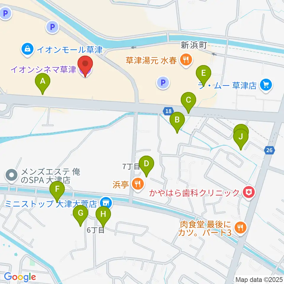 イオンシネマ草津周辺の駐車場・コインパーキング一覧地図