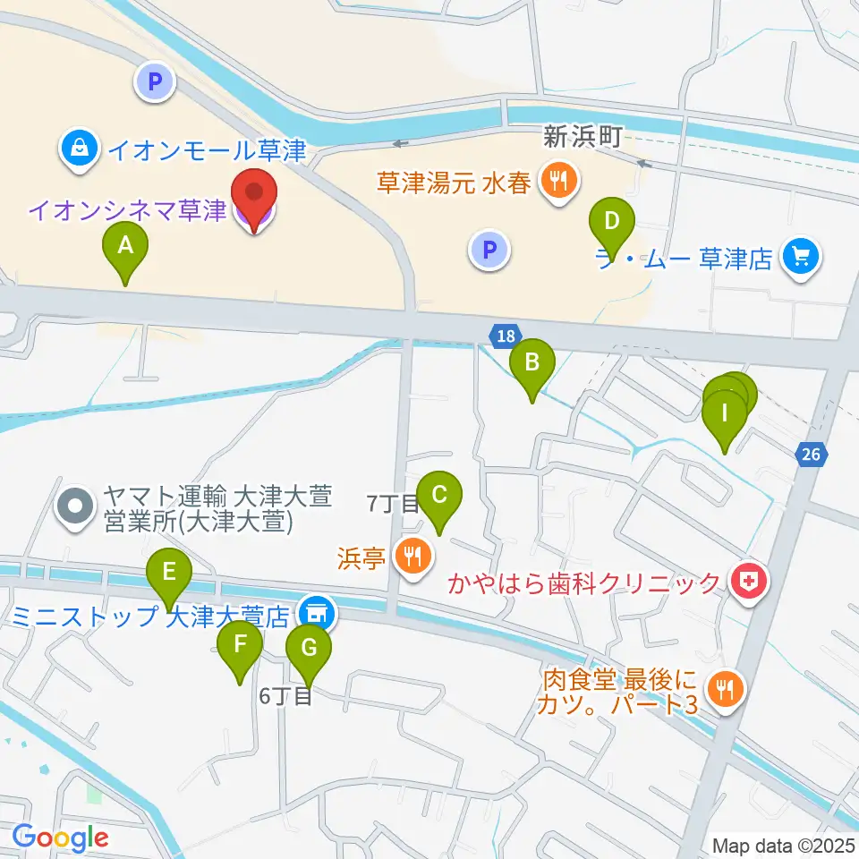 イオンシネマ草津周辺の駐車場・コインパーキング一覧地図